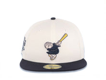 Load image into Gallery viewer, San Diego Padres New Era MLB 59FIFTY 5950 Fitted Cap Hat Cream Crown Navy Blue Visor Navy Swinging Friar Logo Jackie Robinson 50th Anniversary Side Patch