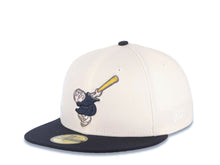 Load image into Gallery viewer, San Diego Padres New Era MLB 59FIFTY 5950 Fitted Cap Hat Cream Crown Navy Blue Visor Navy Swinging Friar Logo Jackie Robinson 50th Anniversary Side Patch