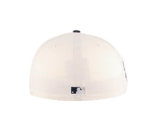 Load image into Gallery viewer, San Diego Padres New Era MLB 59FIFTY 5950 Fitted Cap Hat Cream Crown Navy Blue Visor Navy Swinging Friar Logo Jackie Robinson 50th Anniversary Side Patch