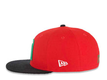 Load image into Gallery viewer, (Corduroy Visor) Mexico New Era 59FIFTY 5950 Fitted Cap Hat Red Crown Black Visor Team Color Logo Mexico Flag Side Patch Gray UV