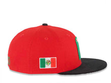 Load image into Gallery viewer, (Corduroy Visor) Mexico New Era 59FIFTY 5950 Fitted Cap Hat Red Crown Black Visor Team Color Logo Mexico Flag Side Patch Gray UV