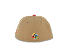 Load image into Gallery viewer, (Youth) Mexico New Era WBC World Baseball Classic 59FIFTY 5950 Kid Fitted Cap Hat Khaki Crown Red Visor Team Color M Logo Mexico Flag Side Patch Gray UV