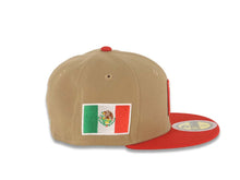 Load image into Gallery viewer, (Youth) Mexico New Era WBC World Baseball Classic 59FIFTY 5950 Kid Fitted Cap Hat Khaki Crown Red Visor Team Color M Logo Mexico Flag Side Patch Gray UV