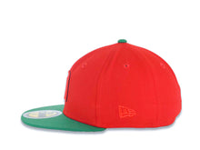 Load image into Gallery viewer, (Youth) Mexico New Era WBC World Baseball Classic 59FIFTY 5950 Kid Fitted Cap Hat Red Crown Green Visor Team Color M Logo Mexico Flag Side Patch Gray UV