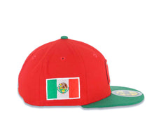 Load image into Gallery viewer, (Youth) Mexico New Era WBC World Baseball Classic 59FIFTY 5950 Kid Fitted Cap Hat Red Crown Green Visor Team Color M Logo Mexico Flag Side Patch Gray UV