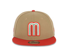 Load image into Gallery viewer, Mexico New Era WBC World Baseball Classic 9FIFTY 950 Snapback Cap Hat Khaki Crown Red Visor Team Color Logo Mexico Flag Side Patch Gray UV