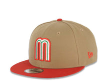 Load image into Gallery viewer, Mexico New Era WBC World Baseball Classic 9FIFTY 950 Snapback Cap Hat Khaki Crown Red Visor Team Color Logo Mexico Flag Side Patch Gray UV