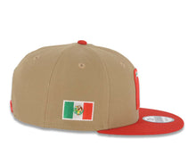 Load image into Gallery viewer, Mexico New Era WBC World Baseball Classic 9FIFTY 950 Snapback Cap Hat Khaki Crown Red Visor Team Color Logo Mexico Flag Side Patch Gray UV