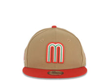 Load image into Gallery viewer, (Youth) Mexico New Era WBC World Baseball Classic 9FIFTY 950 Kid Snapback Cap Hat Khaki Crown Red Visor Team Color Logo Mexico Flag Side Patch