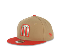 Load image into Gallery viewer, (Youth) Mexico New Era WBC World Baseball Classic 9FIFTY 950 Kid Snapback Cap Hat Khaki Crown Red Visor Team Color Logo Mexico Flag Side Patch