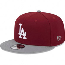 Load image into Gallery viewer, (Youth) Los Angeles Dodgers New Era MLB 9FIFTY 950 Kid Snapback Cap Hat Cardinal Crown Gray Visor White Logo (2-Tone Color Pack)