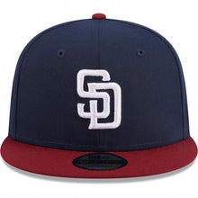 Load image into Gallery viewer, San Diego Padres New Era MLB 9FIFTY 950 Snapback Cap Hat Navy Blue Crown Cardinal Visor White Logo (2-Tone Color Pack)