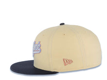 Load image into Gallery viewer, New York Yankees New Era MLB 59FIFTY 5950 Fitted Cap Hat Vegas Gold Crown Navy Visor Metallic Aluminum/Brown Script Logo Jackie Robinson Side Patch