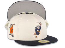 Load image into Gallery viewer, San Diego Padres New Era MLB 59FIFTY 5950 Fitted Cap Hat Cream Crown Navy Blue Visor Navy/Metallic Brown Catching Friar Logo Batting Friar Side Patch