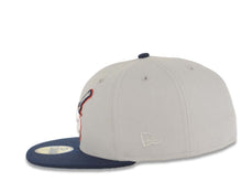 Load image into Gallery viewer, San Diego Padres New Era MLB 59FIFTY 5950 Fitted Cap Hat Gray Crown Navy Blue Visor White/Red Swinging Friar Logo 40th Anniversary Side Patch Blue UV