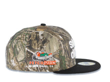 Load image into Gallery viewer, San Diego Padres New Era MLB 59FIFTY 5950 Fitted Cap Hat Real Tree Edge Camo Crown Black Visor Glow White Slam Script Logo Petco Park Side Patch