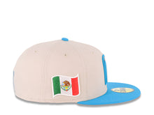 Load image into Gallery viewer, Mexico New Era 59FIFTY 5950 Fitted Cap Hat Stone Crown Blue Visor Metallic Black/Blue Logo Mexico Flag Side Patch Gray UV