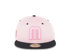 Load image into Gallery viewer, Mexico New Era 59FIFTY 5950 Fitted Cap Hat Pink Crown Black Visor White/Dark Pink Logo Mexico Flag Side Patch Green UV