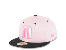 Load image into Gallery viewer, Mexico New Era 59FIFTY 5950 Fitted Cap Hat Pink Crown Black Visor White/Dark Pink Logo Mexico Flag Side Patch Green UV