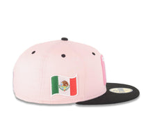 Load image into Gallery viewer, Mexico New Era 59FIFTY 5950 Fitted Cap Hat Pink Crown Black Visor White/Dark Pink Logo Mexico Flag Side Patch Green UV
