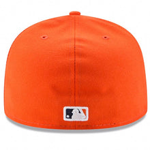 Load image into Gallery viewer, Houston Astros New Era MLB 59FIFTY 5950 Fitted Cap Hat Orange Crown Navy Blue Visor White/Navy Blue Logo 60th Anniversary Side Patch