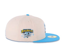 Load image into Gallery viewer, San Diego Padres New Era MLB 59FIFTY 5950 Fitted Cap Hat Stone Crown Blue Visor Sky Blue/Metallic Black Logo 50th Anniversary Side Patch Sky Blue UV