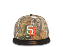 Load image into Gallery viewer, San Diego Padres New Era MLB 9FIFTY 950 Snapback Cap Hat Real Tree Edge Camo Crown Black Visor White/Orange Logo 1998 World Series Side Patch Gray UV