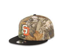 Load image into Gallery viewer, San Diego Padres New Era MLB 9FIFTY 950 Snapback Cap Hat Real Tree Edge Camo Crown Black Visor White/Orange Logo 1998 World Series Side Patch Gray UV