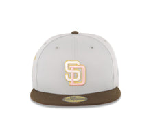 Load image into Gallery viewer, San Diego Padres New Era MLB 59FIFTY 5950 Fitted Cap Hat Gray Crown Brown Visor Glow White/Pink Logo Cathcing Friar Side Patch Pink UV