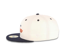 Load image into Gallery viewer, San Diego Padres New Era MLB 59FIFTY 5950 Fitted Cap Hat Cream Crown Navy Blue Visor Navy/Orange Script/Text Logo Batterman Batty Side Patch Green UV