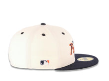 Load image into Gallery viewer, San Diego Padres New Era MLB 59FIFTY 5950 Fitted Cap Hat Cream Crown Navy Blue Visor Navy/Orange Script/Text Logo Batterman Batty Side Patch Green UV