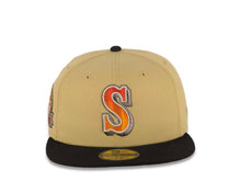 Load image into Gallery viewer, Seattle Mariners New Era MLB 59FIFTY 5950 Fitted Cap Hat Yellow Green Crown Black Visor Red/Orange Gradient Logo 30th Anniversary Side Patch Gray UV