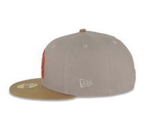 Load image into Gallery viewer, San Diego Padres New Era MLB 59FIFTY 5950 Fitted Cap Hat Gray Crown Khaki Visor Metallic Red/Gray Logo Lake Elsinore Storm Side Patch Red UV