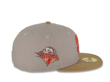 Load image into Gallery viewer, San Diego Padres New Era MLB 59FIFTY 5950 Fitted Cap Hat Gray Crown Khaki Visor Metallic Red/Gray Logo Lake Elsinore Storm Side Patch Red UV