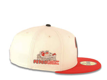 Load image into Gallery viewer, San Diego Padres New Era MLB 59FIFTY 5950 Fitted Cap Hat Cream Crown Red Visor Metallic Dark Gray/Red Logo Petco Park Side Patch Gray UV