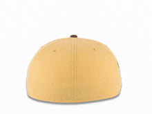 Load image into Gallery viewer, San Diego Padres New Era MLB 59FIFTY 5950 Fitted Cap Hat Vegas Gold Crown Dark Brown Visor White Script Logo Go Padres Side Patch Green UV