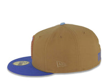 Load image into Gallery viewer, Mexico New Era 59FIFTY 5950 Fitted Cap Hat Wheat Crown Royal Blue Visor Metallic Blue/Metallic Brown Logo Mexico Flag Side Patch