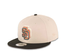 Load image into Gallery viewer, San Diego Padres New Era MLB 9FIFTY 950 Snapback Cap Hat Stone Crown Black Visor Metallic Black/Gold Stagger Logo Petco Park Side Patch Red UV