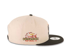 Load image into Gallery viewer, San Diego Padres New Era MLB 9FIFTY 950 Snapback Cap Hat Stone Crown Black Visor Metallic Black/Gold Stagger Logo Petco Park Side Patch Red UV