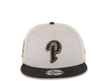Load image into Gallery viewer, San Diego Padres New Era MLB 59FIFTY 5950 Fitted Cap Hat Gray Crown Black Visor Black/Metallic Gold P Logo 25th Anniversary Side Patch Gray UV