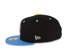 Load image into Gallery viewer, Stockton Ports New Era MiLB 59FIFTY 5950 Fitted Cap Hat Black Crown Dark Sky Blue Visor Red/White Logo Captain/Sailor Side Patch Gray UV
