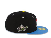 Load image into Gallery viewer, Stockton Ports New Era MiLB 59FIFTY 5950 Fitted Cap Hat Black Crown Dark Sky Blue Visor Red/White Logo Captain/Sailor Side Patch Gray UV
