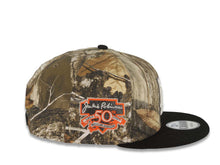 Load image into Gallery viewer, Los Angeles Dodgers New Era MLB 9FIFTY 950 Snapback Cap Hat Real Tree Edge Crown Black Visor Glow White/Metallic Black Logo 50th Anniversary SidePatch