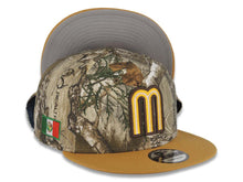 Load image into Gallery viewer, Mexico New Era WBC World Baseball Classic 9FIFTY 950 Snapback Cap Hat Real Tree Edge Camo Crown Tan Visor Yellow/Dark Brown/Cream Logo Gray UV