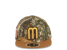 Load image into Gallery viewer, (Youth) Mexico New Era WBC 59FIFTY 5950 Kid Fitted Cap Hat Real Tree Edge Camo Crown Tan Visor Team Color Logo Mexico Flag Side Patch