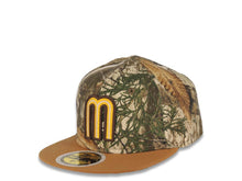 Load image into Gallery viewer, (Youth) Mexico New Era WBC 59FIFTY 5950 Kid Fitted Cap Hat Real Tree Edge Camo Crown Tan Visor Team Color Logo Mexico Flag Side Patch