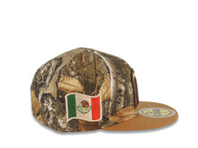 Load image into Gallery viewer, (Youth) Mexico New Era WBC 59FIFTY 5950 Kid Fitted Cap Hat Real Tree Edge Camo Crown Tan Visor Team Color Logo Mexico Flag Side Patch