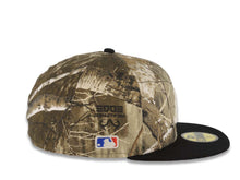Load image into Gallery viewer, Atlanta Braves New Era MLB 59FIFTY 5950 Fitted Cap Hat Real Tree Edge Camo Crown Black Visor Glow White Logo Batterman Batty Side Patch Gray UV