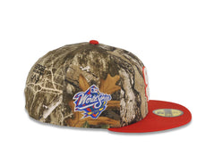 Load image into Gallery viewer, San Diego Padres New Era MLB 59FIFTY 5950 Fitted Cap Hat Real Tree Edge Crown Red Visor Glow White/Red Logo 1998 World Series Side Patch Green UV