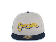 Load image into Gallery viewer, Milwaukee Brewers New Era MLB 59FIFTY 5950 Fitted Cap Hat Stone Crown Navy Blue Visor Metallic Gold Script/Text Logo M State Map Side Patch